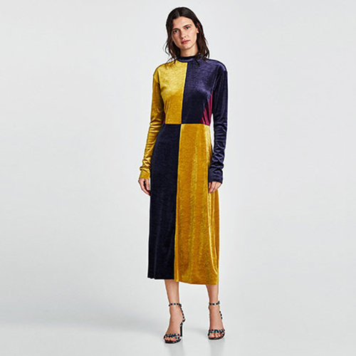 2018 Hot New Velvet color matching dress