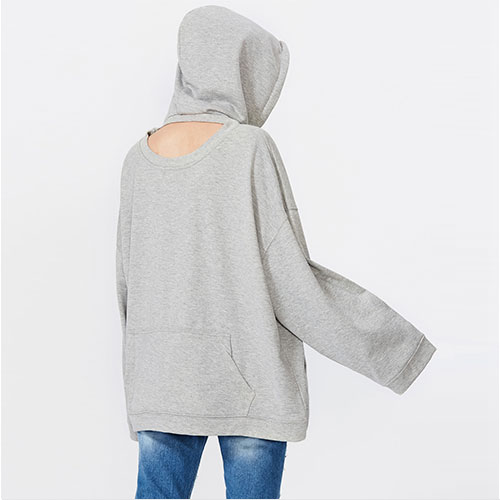 2018 New Drop Shoulder Drawstring Hooded Sweatshirt
