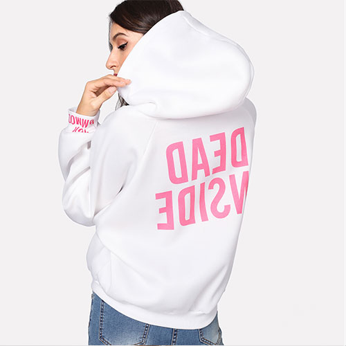 2018 New Solid color long sleeve letter printed hoodie