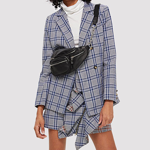 2018 Hot Notch Neck Pocket Detail Plaid Blazer